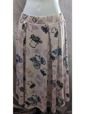 Coquette LuLaRoe Womens 3X Skirt With Bicycle & Floral Print Elastic Waist Light
